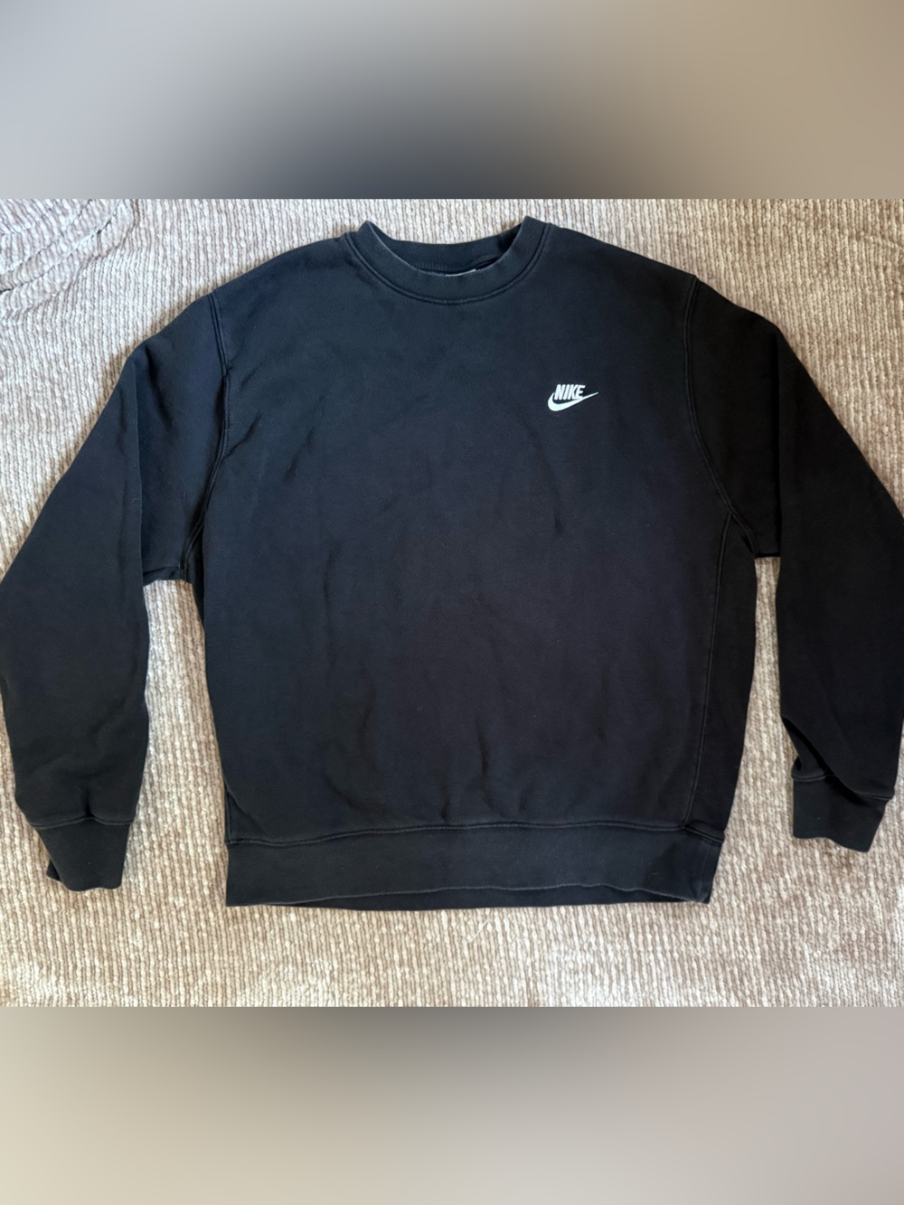 Nike Black Crewneck Sweatshirt with White Swoosh - Men's